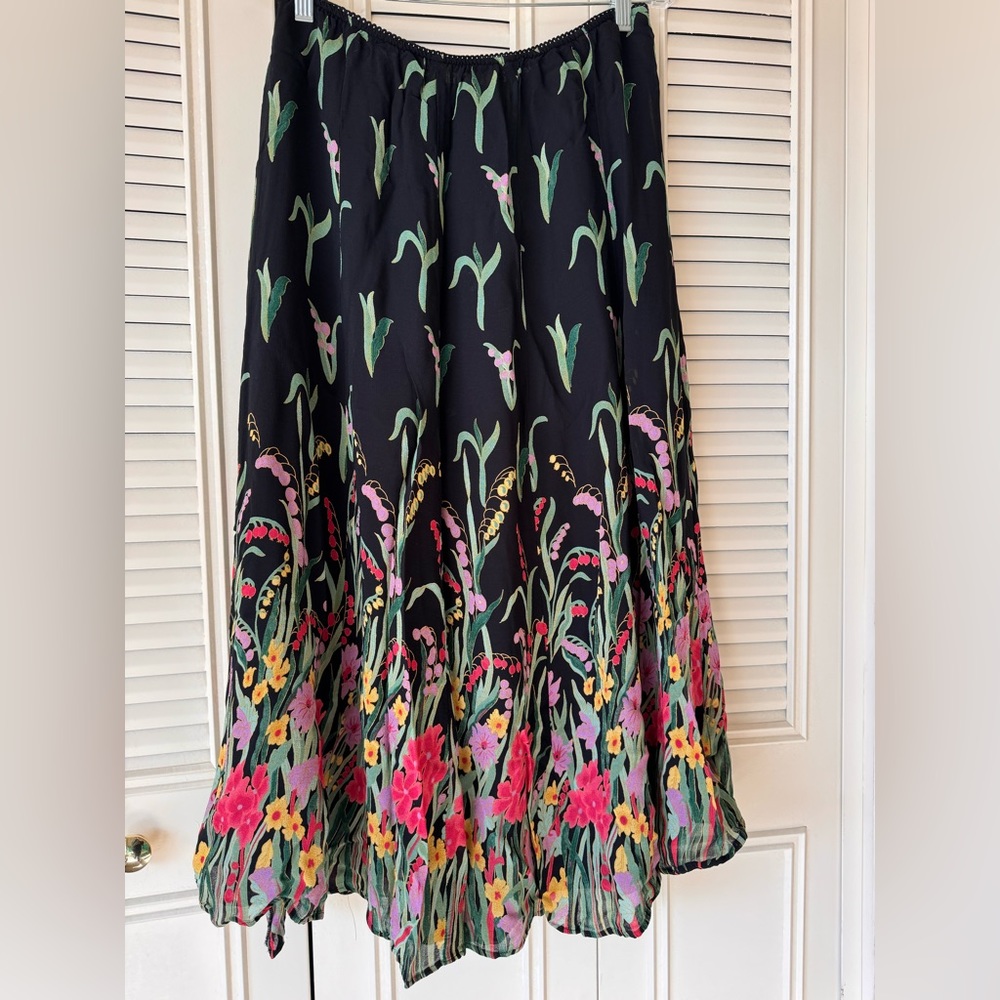 JM Collection Black Floral Maxi Skirt